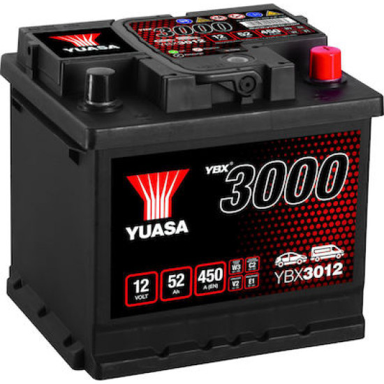 YUASA YBX3012 SMF-52ah (207x175x190) ΘΕΤΙΚΟΣ ΠΟΛΟΣ ΔΕΞ.