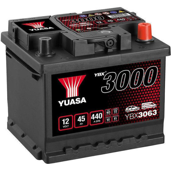 YUASA YBX3063 SMF-45ah (207x175x175) ΘΕΤΙΚΟΣ ΠΟΛΟΣ ΔΕΞ.
