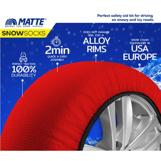 Matte Active Series X-Large Αντιολισθητικές Χιονοκουβέρτες για Επιβατικό Αυτοκίνητο 2τμχ